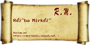 Rába Mirkó névjegykártya